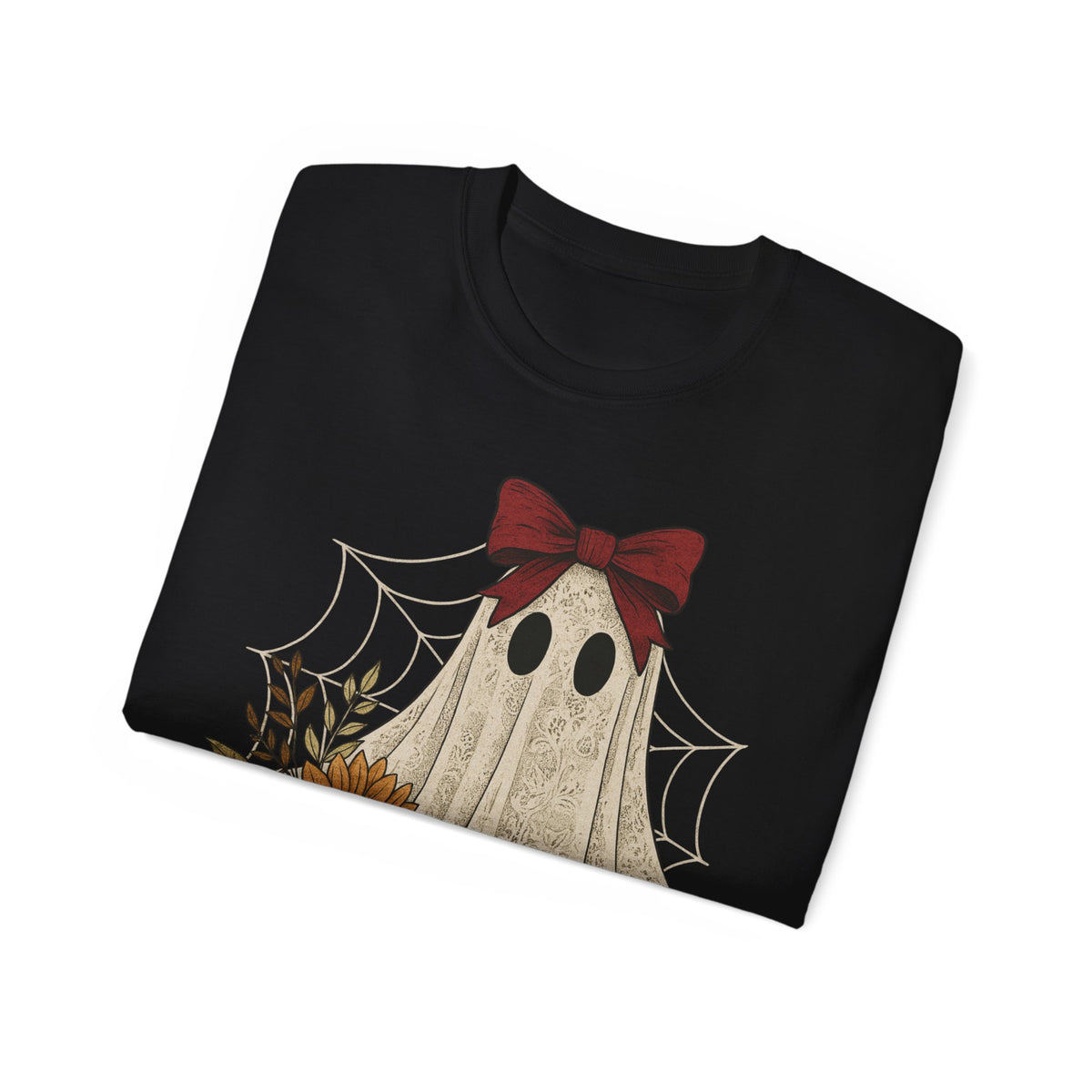 Lace Ghost With Bow & Floral Shirt -GILDAN 2000 Unisex Cotton T-Shirt