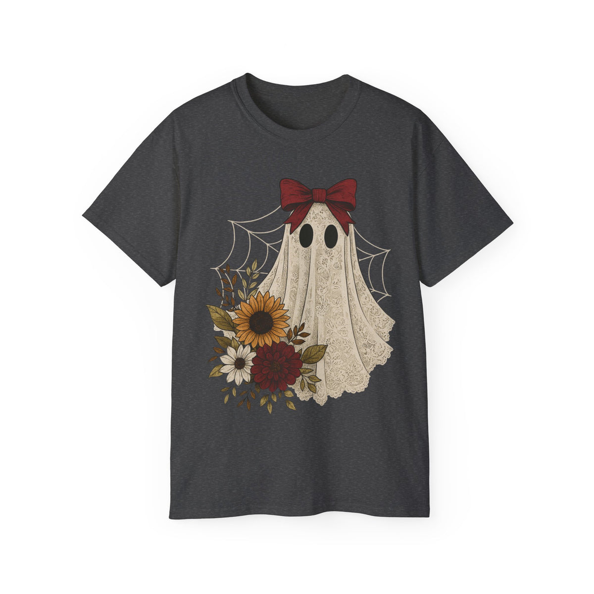 Lace Ghost With Bow & Floral Shirt -GILDAN 2000 Unisex Cotton T-Shirt