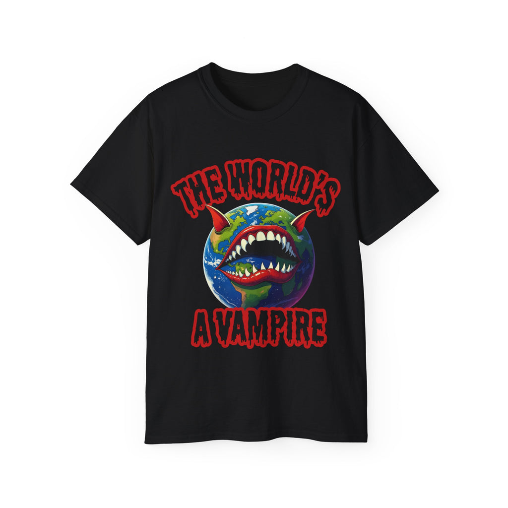 The World's A Vampire, Vampire Planet Earth Shirt -GILDAN 2000 Unisex Cotton T-Shirt