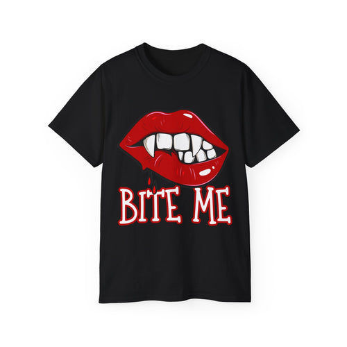 Bite Me Candy Apple Red Vampire Lips Fangs -GILDAN 2000 Unisex T-Shirt