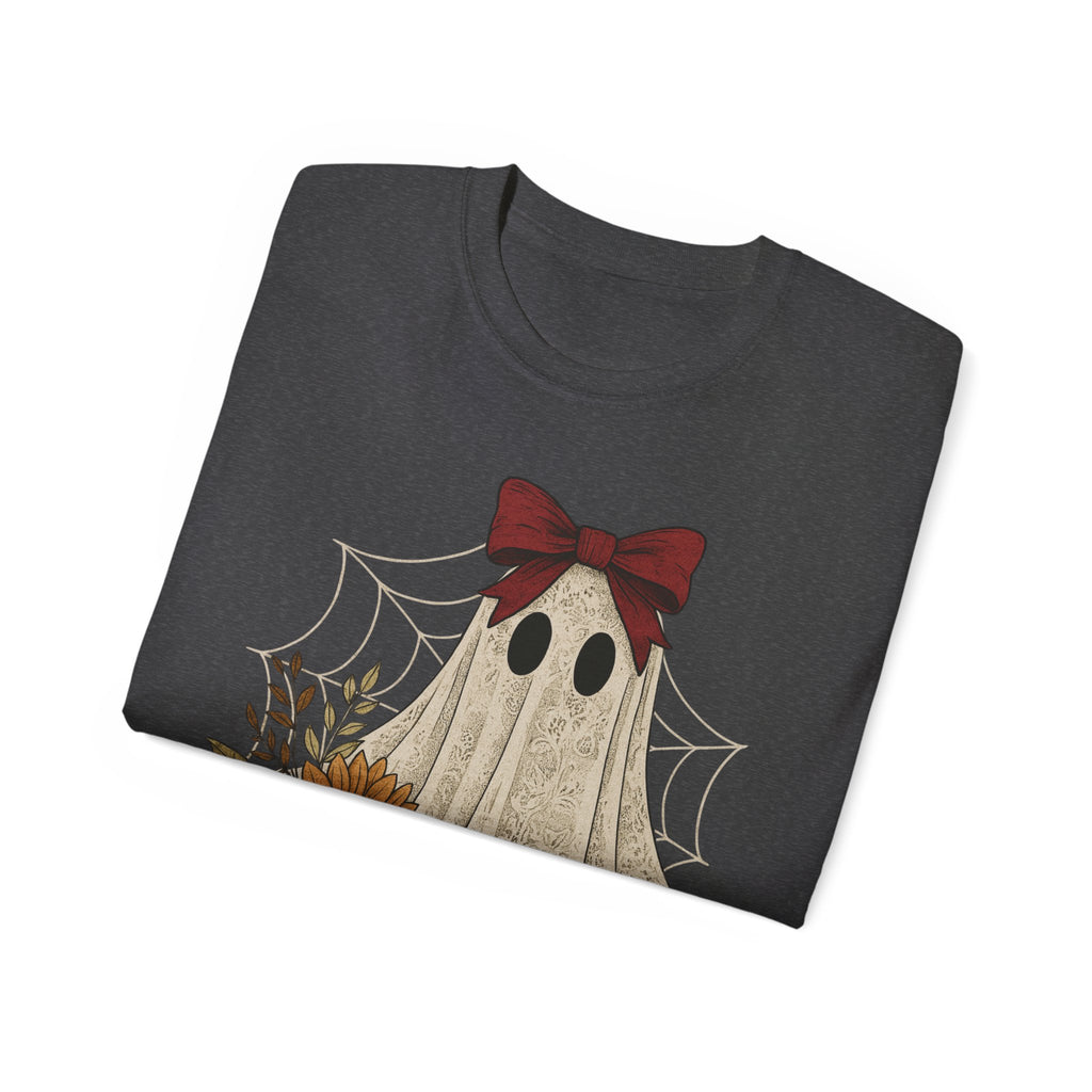 Lace Ghost With Bow & Floral Shirt -GILDAN 2000 Unisex Cotton T-Shirt