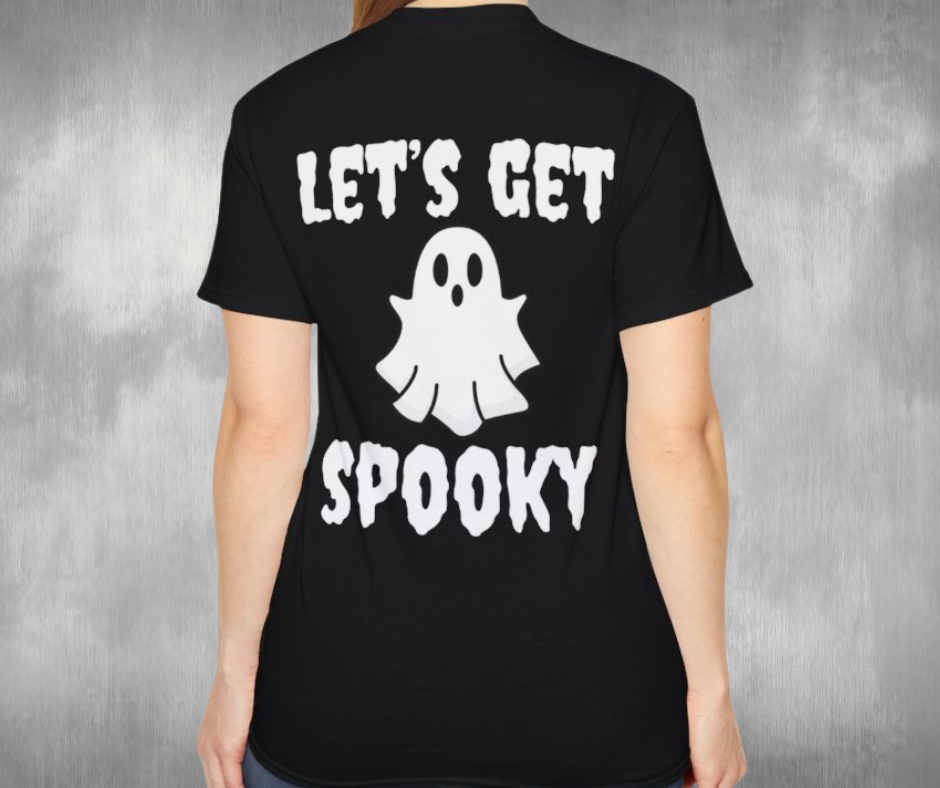 Hazel Who? Let's Get Spooky Ghost Front & Back Print Shirt -GILDAN 2000 Unisex Cotton T-Shirt