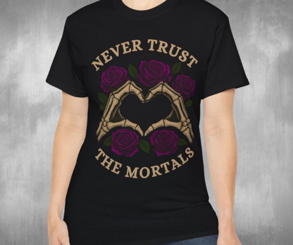 Never Trust The Mortals Skeleton Heart Hands -GILDAN 2000 Unisex Cotton T-Shirt